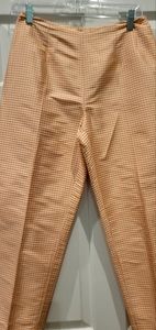 VINTAGE ANN TAYLOR 100% SILK GINGHAM PRINT CROP PANTS